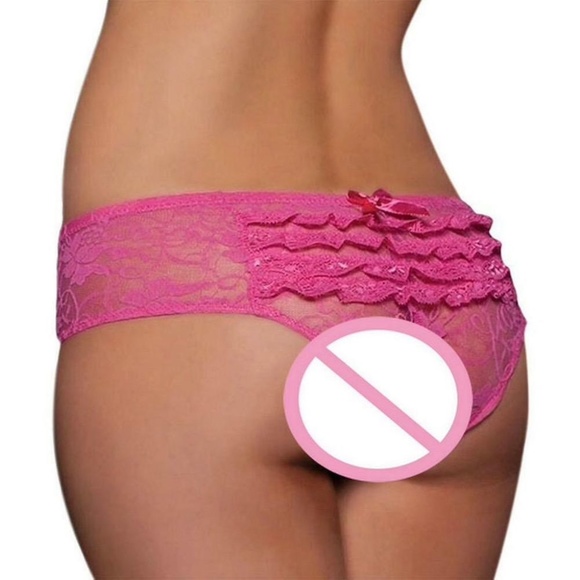 White  Full Lace Crotchless Plus size Panties. 26" to 36" waist - Picture 4 of 7